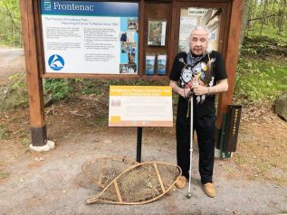 Frank Antoine, an Algonquin who grew up in Sharbot Lake, was proud to unveil a plaque in honour of his grandfather John Antoine at Frontenac Provincial Park near Sydenham